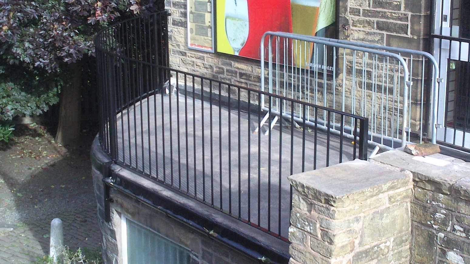 Curved metal railings